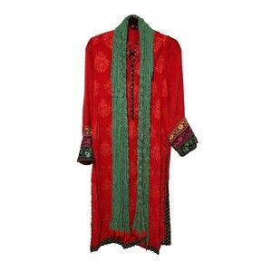Women's 2pc Lal Gharara Red Kurta Dupatta Set Embroidered Size Med. Large Ethnic